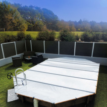 Bâche à barres WaluCover Woodstar pour piscine hors-sol bois