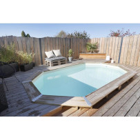 Piscine bois Ubbink Sunwater 4,90 x 3,00 x h1,20m octogonale allongée