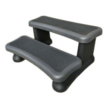 Escalier 2 marches noir pour spa avec revêtement anti-dérapant