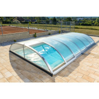 Abri de piscine télescopique très bas Alto 6,42 x 3,30 x h0,76m