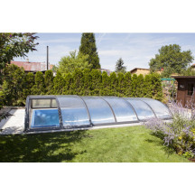 Abri de piscine télescopique très bas Alto 6,42 x 3,90 x h0,80m