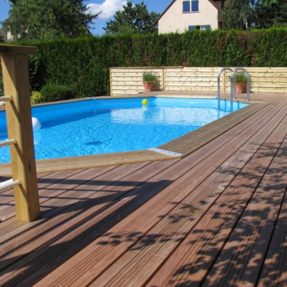 Piscine bois octogonale allongée Ubbink Caraïbes 5 x 3,50 x h1,30 m