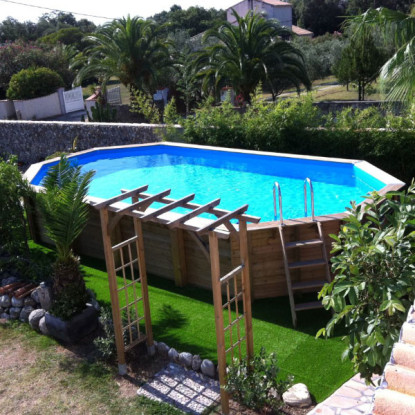 Piscine bois allongée Ubbink Caraïbes 8,20 x 4,70 x h1,30 m