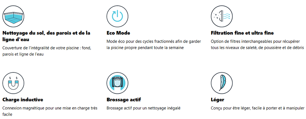 Les fonctionnalités du robot de piscine sans fil Liberty 200 Dolphin