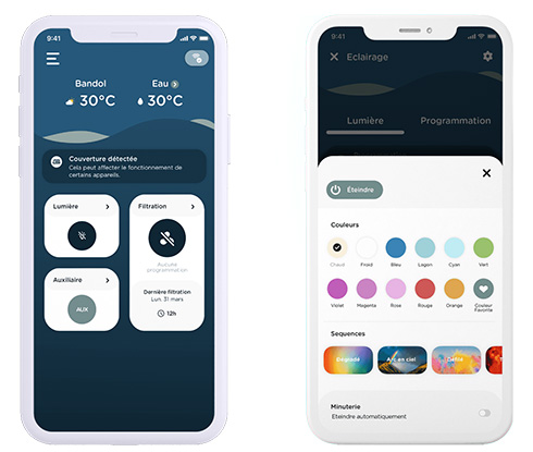 Pilotez à distance la filtration et l'éclairage du GS14M Connect avec l'appli Vigipool