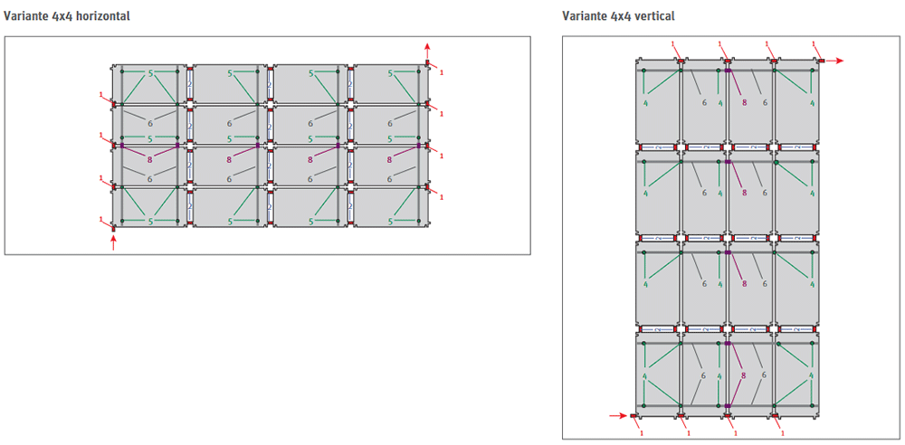 Exemples d'installation de 16 capteurs solaires Roth Heliopool