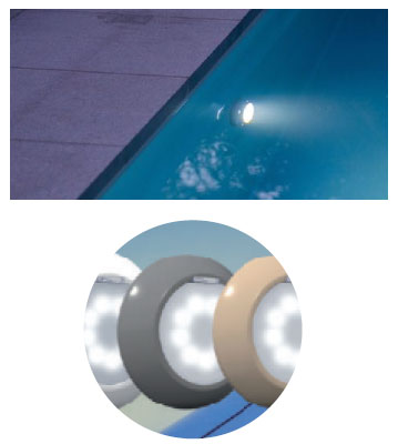 Projecteurs LED blanc ou couleur en option avec la piscine coque 8 x 3,80 m Pietra