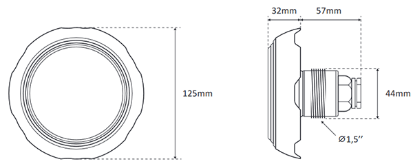 Dimensions du mini projecteur LED blanc Ledinpool by Seamaid
