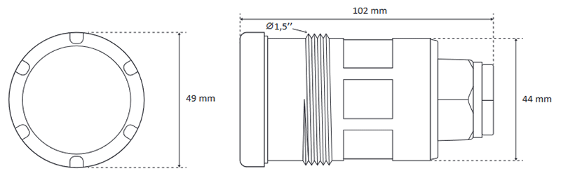Dimensions du projecteur tubulaire LED blanc Ledinpool by Seamaid